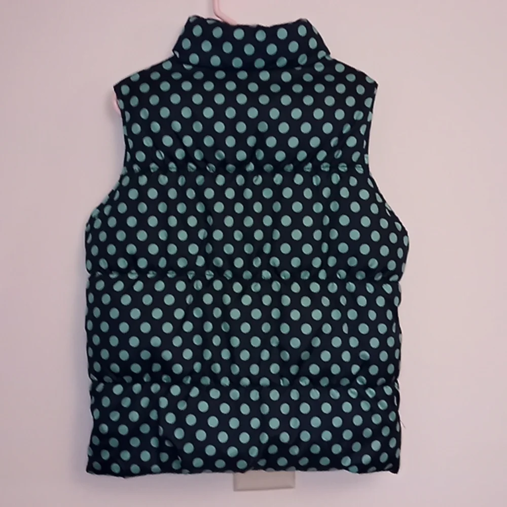 Old Navy Navy Blue and Turquoise Polka Dot Frost Free Puffer Vest Size M…